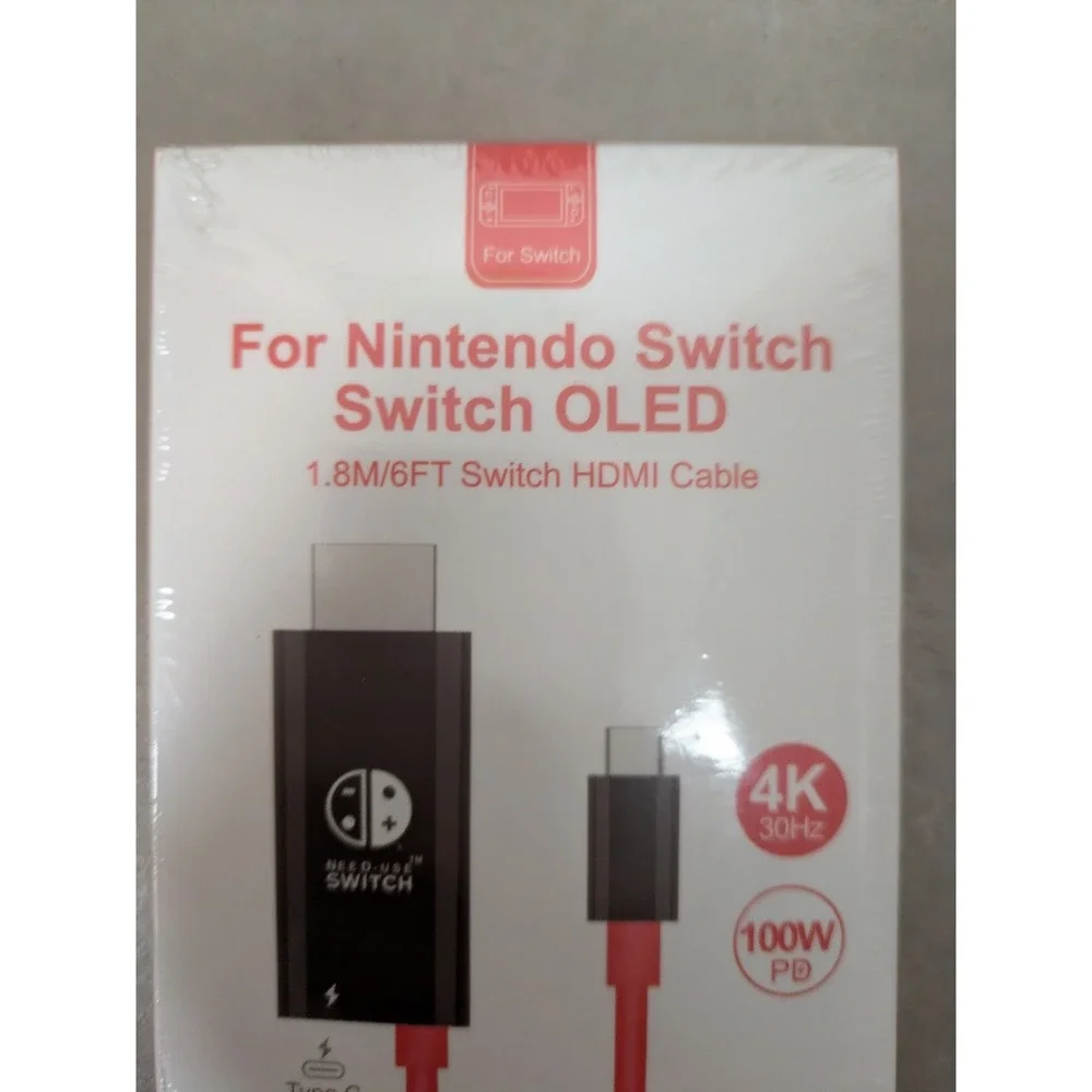 NEW Boreguse HDMI Cable for Nintendo Switch OLED Red 6FT 4K 100W PD Adapter